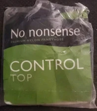 No Nonsense Control Top Nylons Pantyhose Off Black Size Q Premium NEW M44