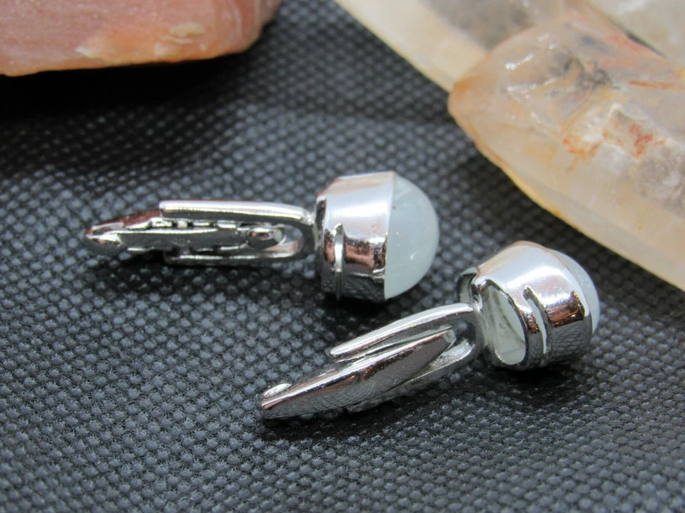 Gemelos hechos a mano con piedra lunar natural plata de ley 925 y ajuste cerrado Foto 3 de 3