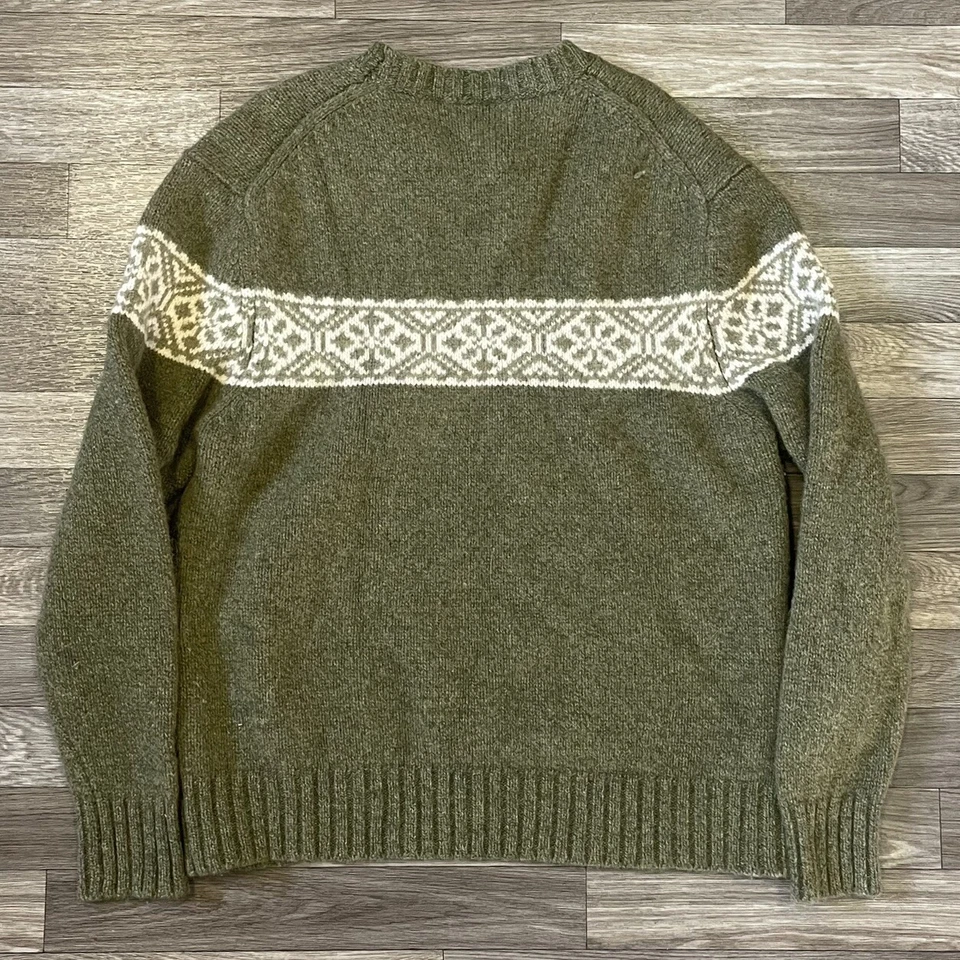 Vintage Marconi Lambswool Sweater Men’s XL Green White Fair Isle 90s Classic - Image 2 of 4