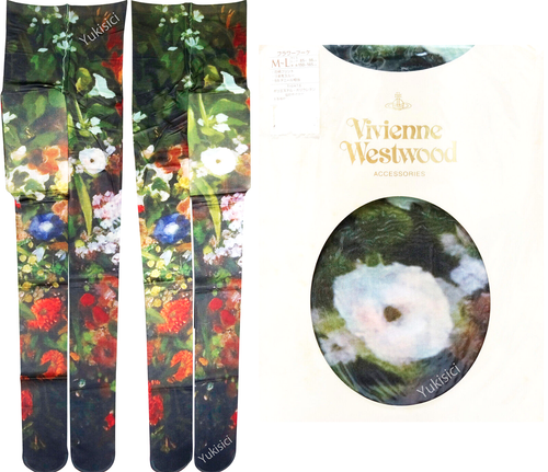 Vivienne Westwood Japan Tights Floral Painting 55 Denier Mult-color Size M-L New