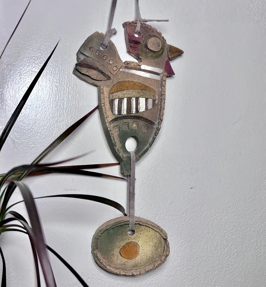 Vintage Rustic Folk Art Pottery Chicken Wall Hanging Clay Handmade Lithuanian - Image 2 of 4