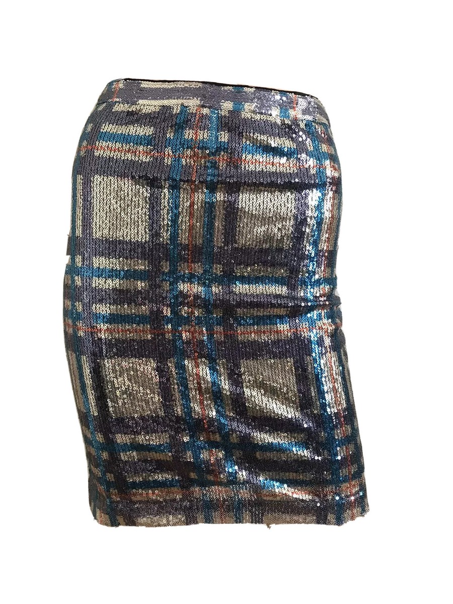 Topshop Sequins Pencil Skirt TOPSHOP SILVER SEQUIN CHECKED PENCIL