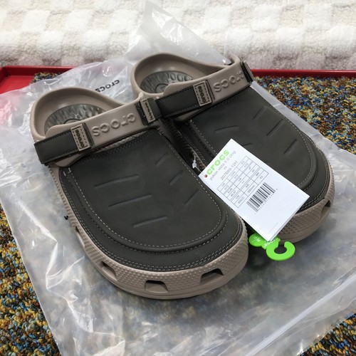 CROCS Men's 12 Classic Yukon Vista II Clog Sandal Vegan Leather Brown Boat Deck