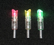 3 Illuminated Moon Nocks Carbon Bolts Lighted - Multi Color .303 Press Fit 7.6mm