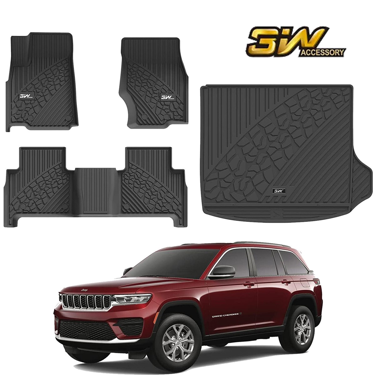 Aroppca Tappetini In TPE Per Jeep Grand Cherokee 2022-2025 (5 Posti, 4xe Incluso) – Set Completo Con Fodere Per Pavimento E Bagagliaio - 2