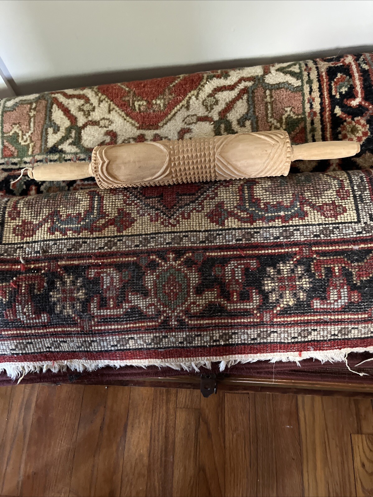 Vintage Embossed Wooden Rolling Pin Cookie