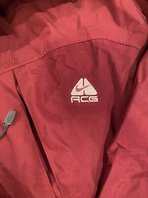 Mens Nike Vintage ACG Rain Jacket Ski Coat Crimson Red Nylon M