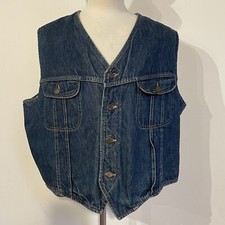 Vintage Lee Storm Rider Denim Sherpa Vest Men XL Sherpa Lined