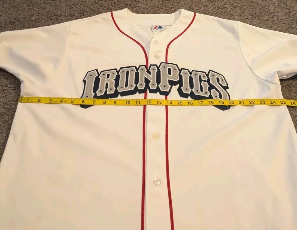Camiseta de béisbol blanca para hombre Majestic Lehigh Valley IronPigs hecha en EE. UU. talla XL Foto 4 de 4
