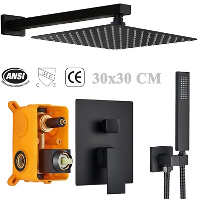 Unterputz Duscharmatur set Schwarz 30cm Regendusche ibox Armatur mit Handbrause