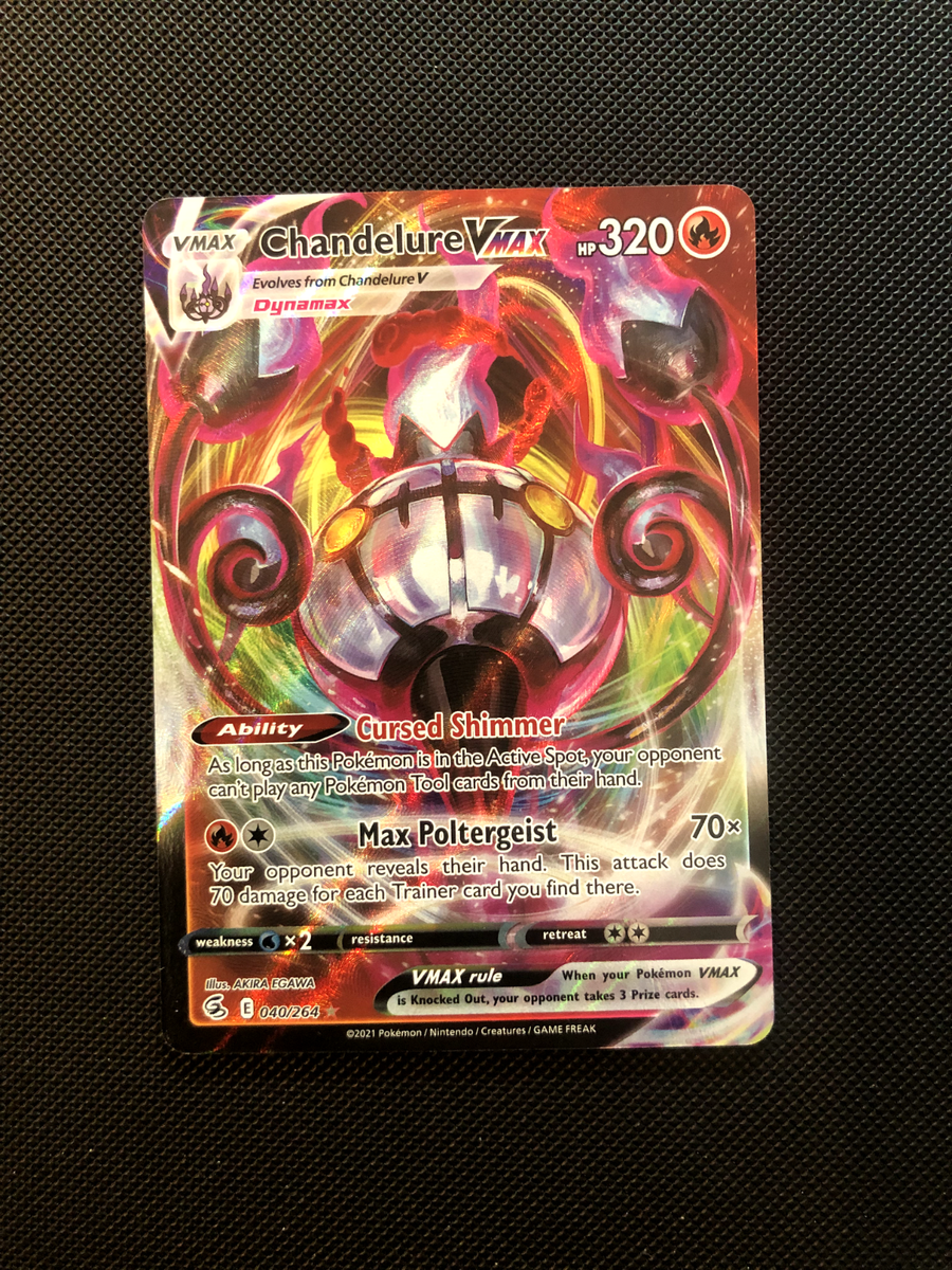 chandelure vmax pokemon card value Fusion Strikes 040/264, NM Card Number / Rarity Chandelure VMAX Rainbow Shiny Holographic