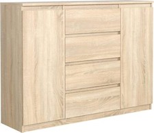 Kommode Eiche-Sonoma Matt mit 4 Schubladen und 2 Türen Sideboard Wohnzimmer