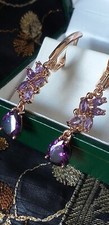 Vintage 1990-s 14 Ct Rolled Gold Amethyst Earrings-Hallmarked 585 RG