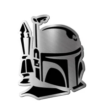 Boba Fett Mandalorian Engraved Car Badge Acrylic Emblem Fender BRUSHED SILVER