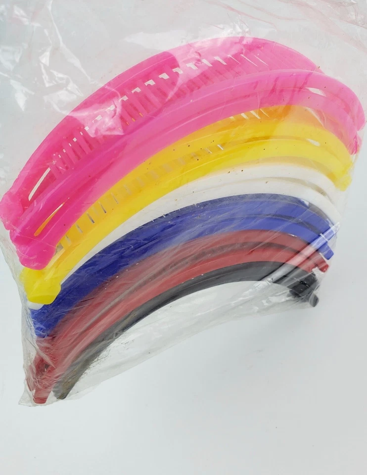 Lot 6 Vintage Banana Hair Clips Curved Hair Claw Pink Black Blue Yellow White - Image 2 of 3