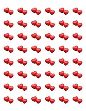 48 VALENTINES RED HEARTS ENVELOPE SEALS LABELS STICKERS 1.2" ROUND