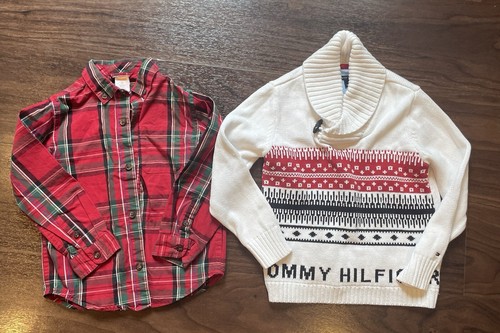 Boys 5 5T Tommy Hilfiger Holiday Fair Isle Knit Cowl Sweater Gymboree Button