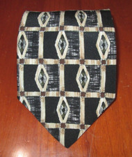 Town Craft Brown & Black Geometric Mens Tie 57L 3 3/4W Made In USA T-5