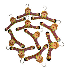 10 Vintage Children's Clown Face Wooden Hangers-Hand Painted  Lacquered-NEW 