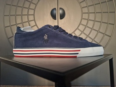Polo Ralph Lauren Harvey Newport Navy Men's Sneakers Sz 40 New Original Box Leather Blue DS