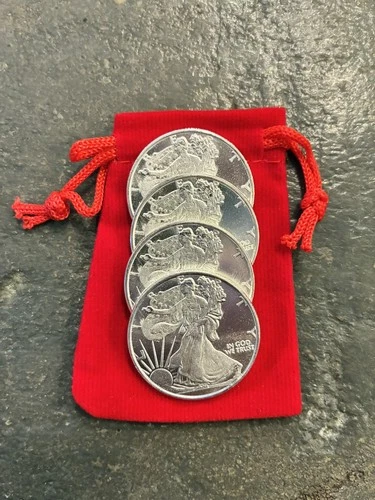 Walking Liberty 1/2 oz sack of four .999 Fine Silver Rounds – From Mint Tube  #5