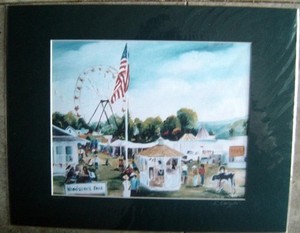 WOODSTOCK Ct. Fair Matted Art Painting by Igor KARPOV Artist Signed # 47/150