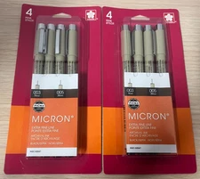 2pks- Sakura Pigma Micron Pens - Set of 4, Black and Sepia, Extra Fine Sizes