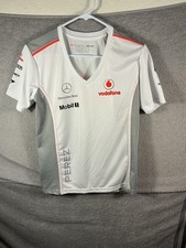 McLaren Mercedes Shirt Adult Small White F1 Racing Checo Perez 2013 V Neck