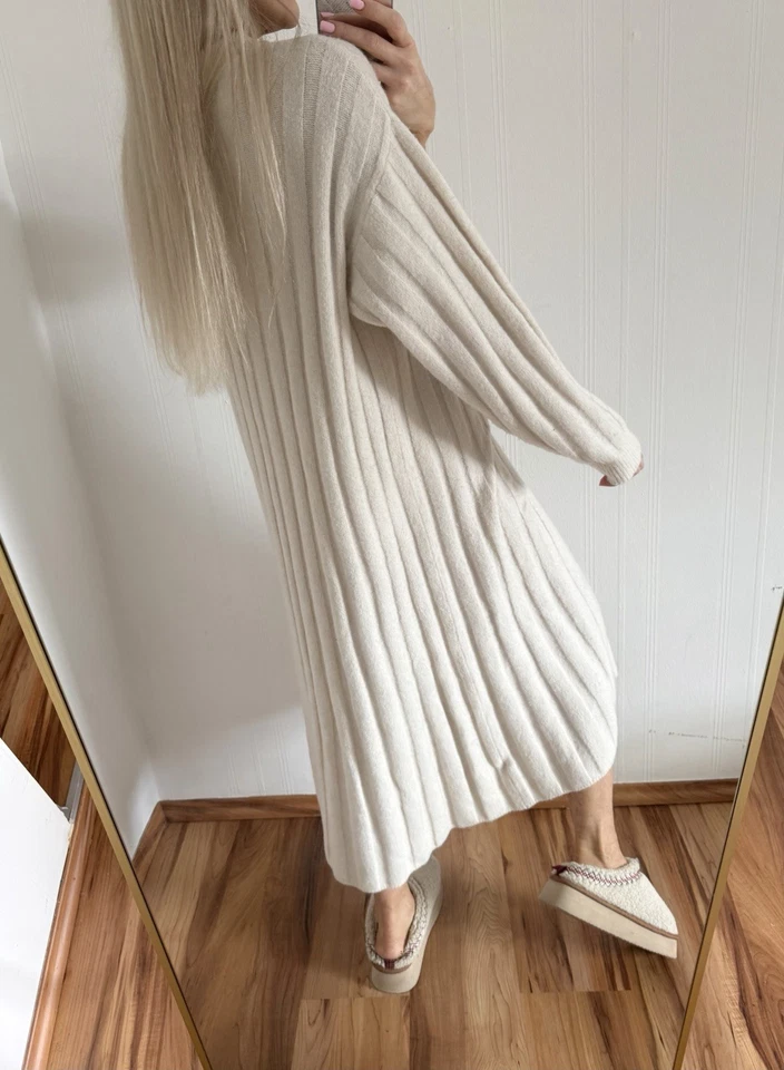 ❤️CREME STRICK KLEID MIDI MAXI RIB KNIT DRESS GR.S/M - Bild 2 von 4