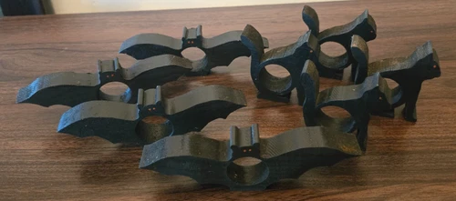 8 Black Wooden Napkin Rings for Halloween - 4 Bats and 4 Cats - 1 Inch Openings
