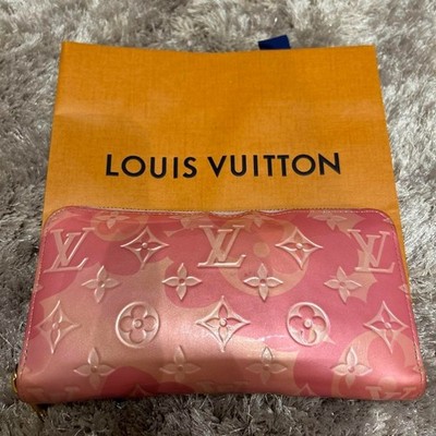 Auth Louis Vuitton Zippy Wallet Monogram Vernis Round Zipper Pink patent Leather