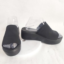 90s Y2K Steve Madden Platform Sandals Size 8 /39 Slinky Slides Black Punk Grunge