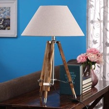 Wooden Tripod Table Lamp Without Shade, Night Lamp for Bedroom, Home Decor
