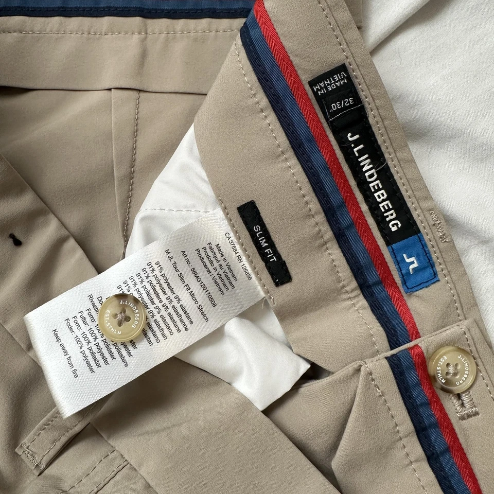 J Lindeberg Pants Mens 32x30 Beige Slim Fit Golf Trousers Stretch Lightweight - Image 3 of 4