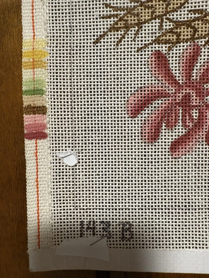 Handpainted Vintage Dielco Needlepoint Canvas 143B, Floral Spray, EUC 14 Ct Mono - Image 3 of 4