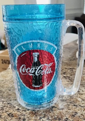 Vintage Thermo Serv U.S.A. Coca-Cola Coke Tumbler Cup Blue with handle 