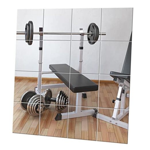  Gym Mirrors for Home Gym Wall Large, 16PCS Glass Wall Mirror Tiles, 12" 