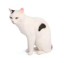 Sitting White Cat Toy Action Figure Small Animal Figurine Doll Gift for Kids
