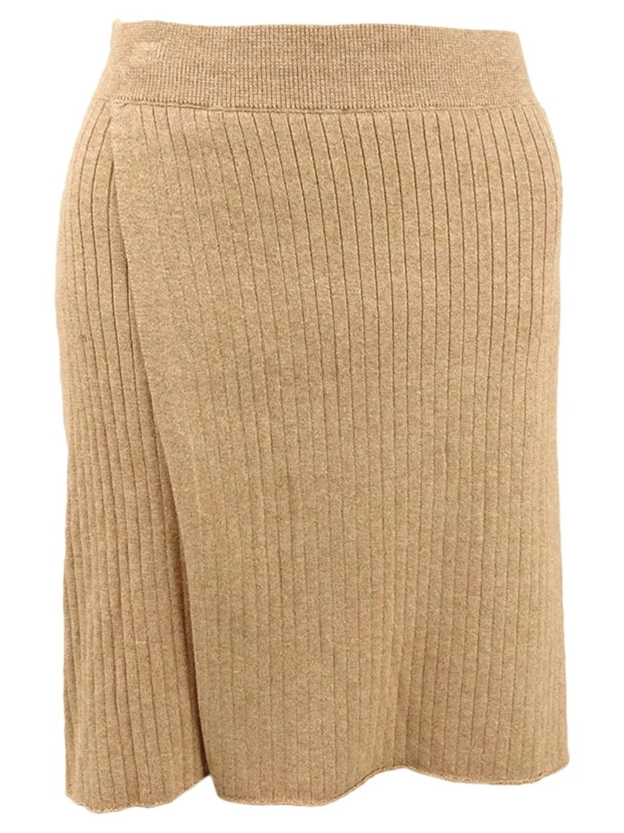 Free People Women's Mod Wrap Skirt (M, Caramel Heather) 193465544032