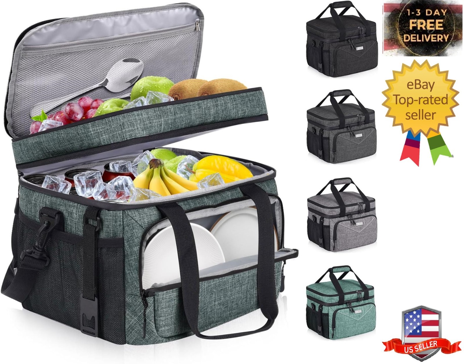 For Men Women,reusable Large Double Deck Tactical Insulated Lunch Bag