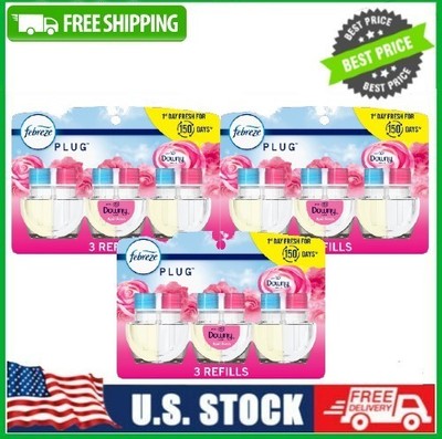 4 PACK Febreze Fade Defy PLUG Air Freshener Refill Downy April Fresh Oil Refills