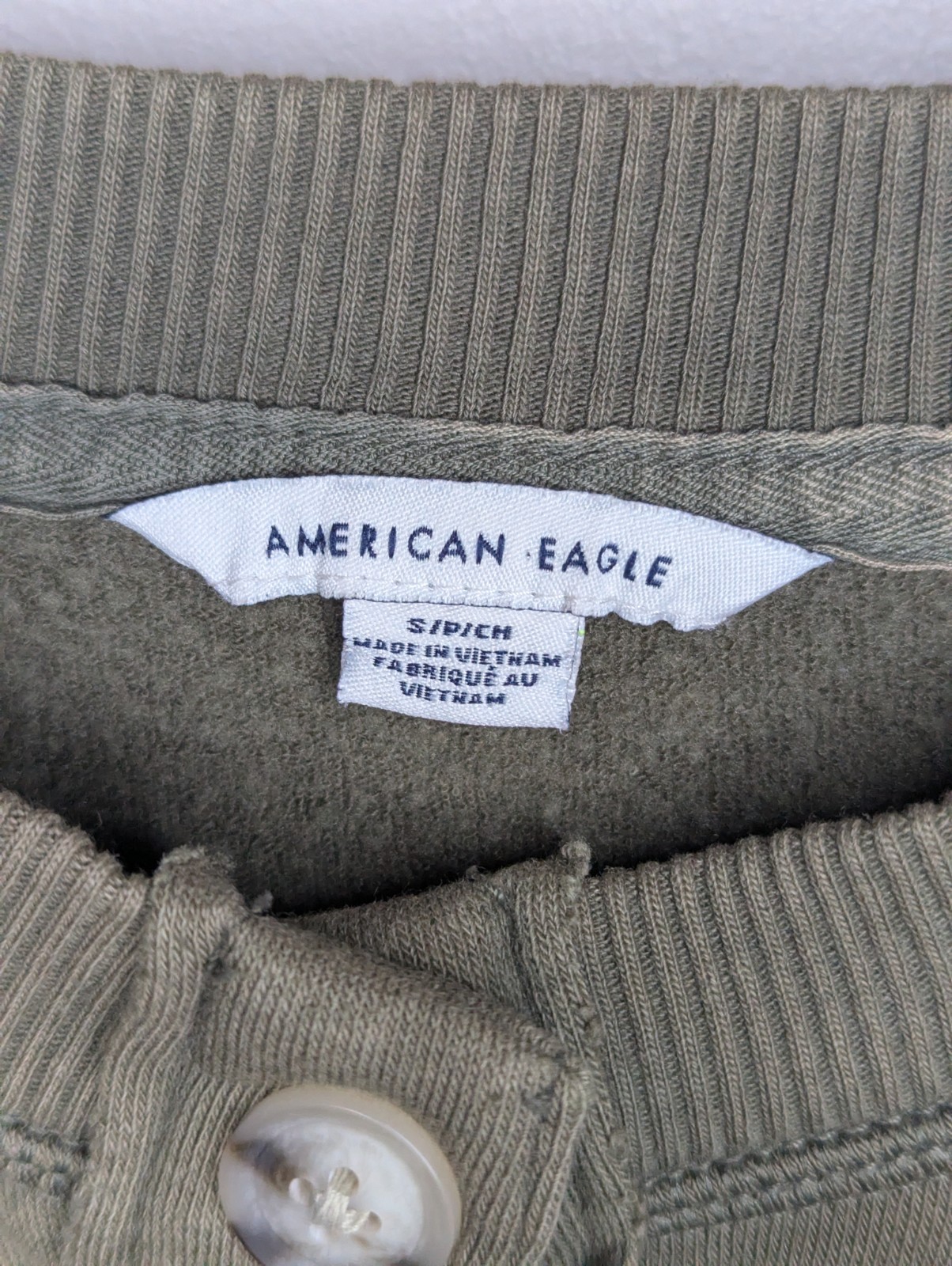 American Eagle Basic Olive Green Henley Fleece Pu… - image 8