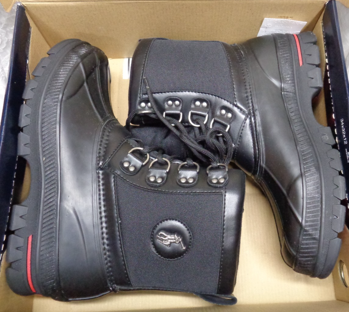 Men's POLO RALPH LAUREN Black LOWEN-BO-WPF Rubber Cordura Boots 8D