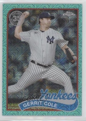 2024 Series 2 1989 Topps Chrome Silver Pack Mojo Aqua Refractor Gerrit Cole 0a6