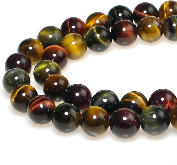 Perlen Zum AuffäDeln 10Mm 35 StüCk Dreifarbiger Tigerauge Edelsteine Perlen Mit-image