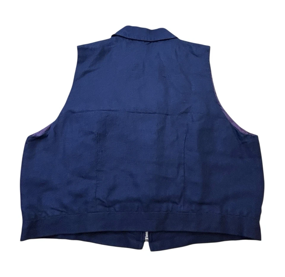 1990s The Limited Zip Front Crop Top Navy Blue Preppy Academia 41 Inch Bust - Image 2 of 4