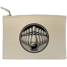 'Ten Pin Bowling' Canvas Clutch Bag / Accessory Case (CL00043440)