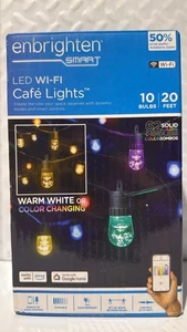 Enbrighten LED Wi-Fi Smart Vintage Café Lights 20ft Multicolore/blanc 10 ampoules