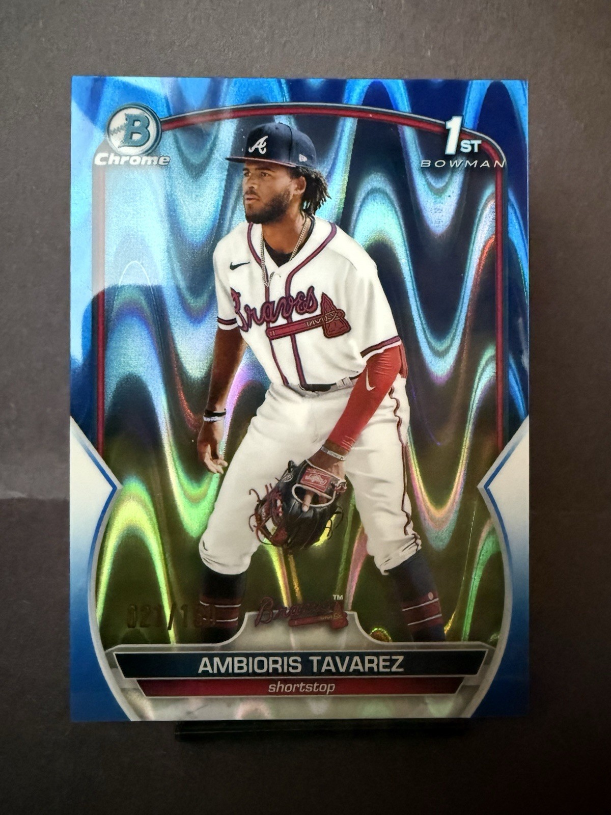 Ambioris Tavarez 2023 1st Bowman Chrome Blue Raywave #d/150 Braves BCP-33