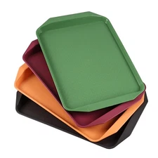 4-Pack Plastic Fast Food Serving Tray, Colored Cafeteria Serving Trays